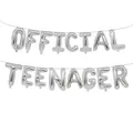 Silver foil balloon letters spelling Official Teenager for birthday party decorations - OFFICIAL TEENAGER / 16" / Silver