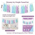 Set of 15 colorful paper tassels in purple and blue for festive party decorations - 15 Pcs / Dreamy Ice Purple Tassel Garland
