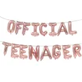 Rose gold foil balloons spelling 'OFFICIAL TEENAGER' for 13th birthday party decor. - OFFICIAL TEENAGER / 16" / Rose Gold