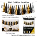 Black gold and silver paper tassel garland DIY kit for festive party decorations set of 15 - 15 Pcs / Black Gold Star Tassel Garland
