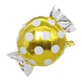 Globo de papel de aluminio dorado con forma de caramelo y lunares blancos para fiestas - Globo de Caramelo / Lunares Dorados