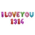 Ensemble de ballons I LOVE YOU 1314 en aluminium coloré à motif cœur pour la fête - I LOVE YOU 1314 / Coloré