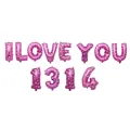 Kit de ballons en aluminium I LOVE YOU 1314 rose avec motifs cœurs pour décoration - I LOVE YOU 1314 / Imprimé Cœur Rose