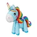 Large 3D standing unicorn foil balloon with rainbow mane for birthday party decor - 3D Blue Unicorn / Aluminum Film