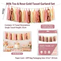 Premium milk tea rose paper tassel garland set for party wall and balloon decoration - 15 Pcs / Milk Tea Rose Tassel Garland