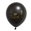 Premium black latex graduation balloon featuring a gold Congrats print and cap design - Black Graduation Cap