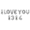 Set de ballons en aluminium argenté I LOVE YOU 1314 pour décoration de mariage - I LOVE YOU 1314 / Argent