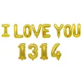 Golden I Love You 1314 foil balloon set for wedding and anniversary party decoration - I LOVE YOU 1314 / Gold
