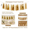 Handmade champagne gold and cream paper tassel garland for elegant party decorations - 15 Pcs / Champagne Cream Tassel Garland