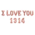 Kit de ballons en aluminium lettres I LOVE YOU 1314 or rose pour décoration - I LOVE YOU 1314 / Or rose