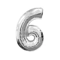 Large 40-inch metallic silver number 6 foil balloon for birthday and wedding party decoration - Number 6 / Silver