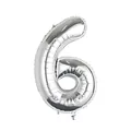 Shiny 32 inch silver number 6 foil balloon for birthday and anniversary party decor - Number 6 / 32 inch / Silver