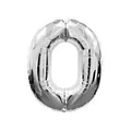 Large 40-inch silver foil number 0 balloon for birthday, wedding and festive party decor - Number 0 / Silver