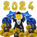 2024 Graduation party balloon set with gold numbers and smiley graduate figure - 2024 Scholar Kit