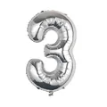 Large 32-inch silver metallic foil number 3 balloon for birthday and wedding party decoration - Number 3 / 32 inch / Silver
