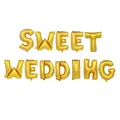 Gold foil alphabet balloon set spelling SWEET WEDDING for romantic wedding room decoration - Sweet Wedding / Gold