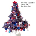 Patriotic Independence Day star tinsel hat in red blue and silver colors - Independence Day Five-Star Hat