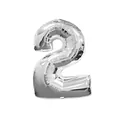 Large 40-inch silver number 2 foil balloon for birthday party and wedding event decor - Number 2 / Silver