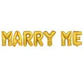 Gold foil alphabet balloons spelling MARRY ME for wedding proposal - Marry Me / Gold