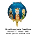 Globo mate de 18 pulgadas para el Día de Reyes con diseño de los Tres Reyes Magos. - Globo Redondo de 18 Pulgadas Reyes Magos Mate
