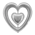 Élégant ballon en aluminium argenté en forme de cœur double pour la décoration de la Saint-Valentin - Cœurs Liés de 41 Pouces / Argent