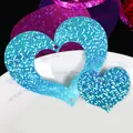 Teal laser PVC heart shaped glitter sequins for wedding balloon decoration. - Heart (Mixed Sizes) / 760 Pieces/Pack / Neon Blue