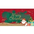 Festive Christmas backdrop with Santa Claus and gold Merry Christmas lettering - Christmas English Style 1 / 120x90cm / Red