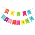 Colorful swallowtail Happy Birthday banner with gold foil letters for party decor - Gold Stamping Colored