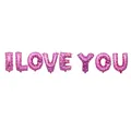 Lot de ballons en aluminium rose I LOVE YOU avec motif cœur pour décor de mariage - I LOVE YOU / Rose