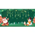 Festive Christmas photography backdrop with Santa Claus, Snowman and Feliz Navidad - Christmas Spanish Style 1 / 120x90cm / Green