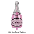 Large pink champagne bottle foil balloon for birthday party decoration, size 99x49cm - Pink Beer Bottle / 99x49cm