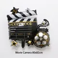 Film clapper and movie reel shaped foil balloon for Hollywood theme party decoration - 80x82cm