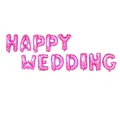 Ballons en aluminium rose HAPPY WEDDING avec motifs de cœurs pour décoration de mariage - Happy Wedding / Rose