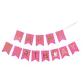 Pink Happy Birthday swallow-tail banner with gold foil letters for party decoration. - Hot Stamping Rose Red