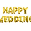 Ballons en aluminium HAPPY WEDDING dorés pour décoration de mariage élégante - Happy Wedding / Or