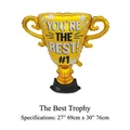 Golden trophy-shaped foil balloon with 'You're the Best' print for birthday party - You're The Best Trophy / 1 Piece