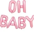 Macaron pink 40 inch foil letter balloons spelling OH BABY for baby shower party decor - Oh Baby / Pink