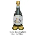 Large standing champagne bottle foil balloon for birthday party decorations 162x70cm - Black Standing Wine Bottle / 162x70cm