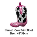 Palloncino decorativo in alluminio a forma di stivale da cowboy rosa con stampa mucca - Stivali Rosa con Stampa Muccata / 43x58cm