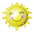 Cute yellow sun foil balloon with a smiling face for baby birthday party decorations - Large Smiley Sunflower / L