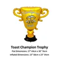 Golden trophy shaped aluminum foil balloon with Champion and Cheers print for party decor - Cheers Champion Trophy / 1 Piece