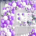 Purple white and silver balloon arch garland kit for wedding and birthday party decoration - HY01-Purple Series / Approx 100 Pieces Set