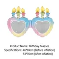 Pastel gradient heart shaped birthday glasses aluminum foil balloon with candle top - 46x69cm (Uninflated)