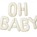 Creamy white Oh Baby foil letter balloon set for an elegant baby shower party decor - Oh Baby / Cream White
