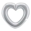 Ballon en aluminium argenté en forme de cœur creux pour décoration de fête de Saint-Valentin - Cœur Évidé de 42 Pouces / Argent