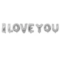 Kit de ballons de lettres en argent I LOVE YOU pour décoration de mariage et fête romantique - I LOVE YOU / Argent