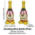 Large standing pink champagne bottle foil balloon for children's birthday party decorations - Pink Standing Wine Bottle / 162x70cm