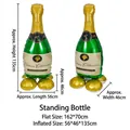 Large standing champagne bottle foil balloon for the decoration of birthday parties - Green Standing Wine Bottle / 162x70cm