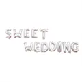 Lettres de ballons en aluminium argenté SWEET WEDDING pour décoration de mariage - Sweet Wedding / Argent