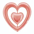Ballon en aluminium cœur dans cœur or rose pour décoration de Saint-Valentin - Cœurs Liés de 41 Pouces / Or rose
